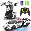 FDJ Remote Control Car - Transform Toys Car Robot One Button Deformation to Robot with Flashing Light 2.4Ghz 1:18 Scale Transforming Police Car Kids Toys with 360 Degree Rotating Girls Boys Toys