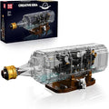 Mould King 10065 Drift Bottle with Black Pearl Ship Building Blocks Set Pirate Ship in Bottle Model Building Kit with Display Stand Toy for Age 14+/Adults(2206 Pieces)-Black Pearl Ship