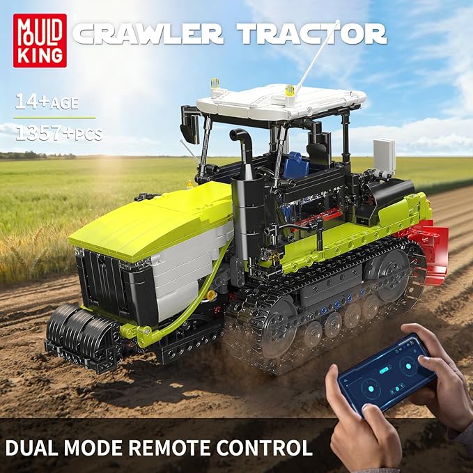 Mould King 17093 Crawler Tractor Technique Building Set App-Controlled/RC Farm Truck Construction Vehicle Toys DIY Engineering STEM Model Kit Gifts Idea for Age 14+/Adult-1357 Piece