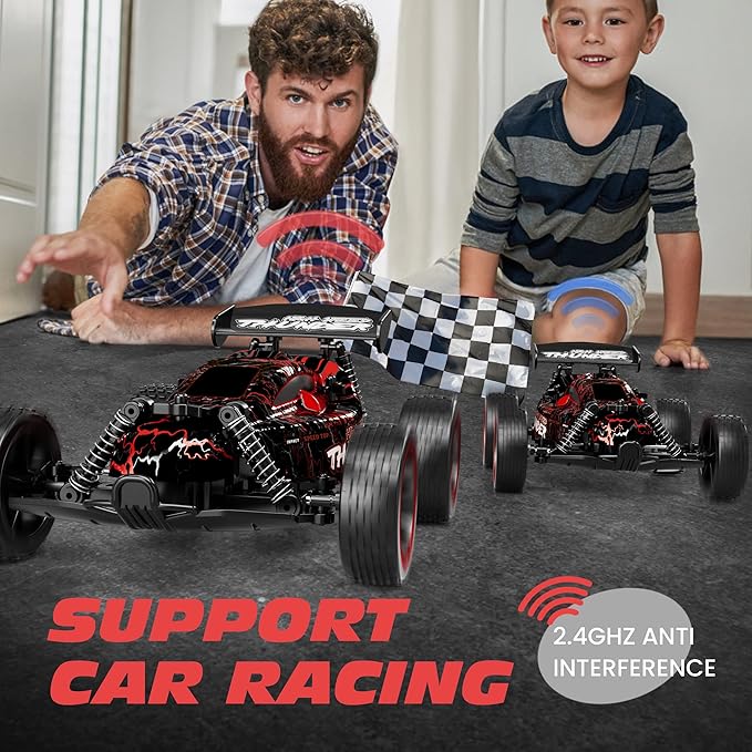 Tecnock RC Cars for Kids 1:18 Scale 2WD RC Car with LED Lights 2.4GHz Remote Control Car with USB-C Easy Charging &amp 50 Mins Playtime Toys Gifts for Boys &amp Girls Ages 8-12