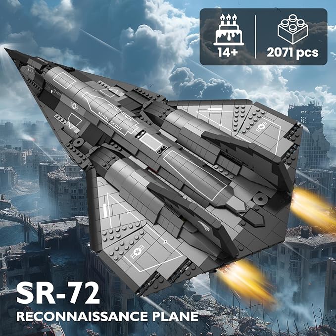 JMBricklayer Military Plane Building Blocks Set 60012 Cool SR-72 Eagle Reconnaissance Aircraft Building Toys Set Collectible and Display Airplane Model Ideal Gift for Adult Military Fans