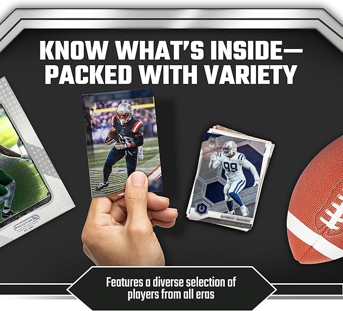 100 Assorted Football Cards – Football Trading Card Packs Variety from 1970s to Present Plus 2 Memorabilia Cards (Autograph or Jersey) – Sports Trading Cards from Trusted Brands – Collector Mix