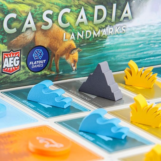 AEG &amp Flatout Games | Cascadia: Landmarks - Expansion for Award-Winning Board Game Cascadia | Easy to Learn | Quick to Play | Ages 10+ | Adds 5th &amp 6th player