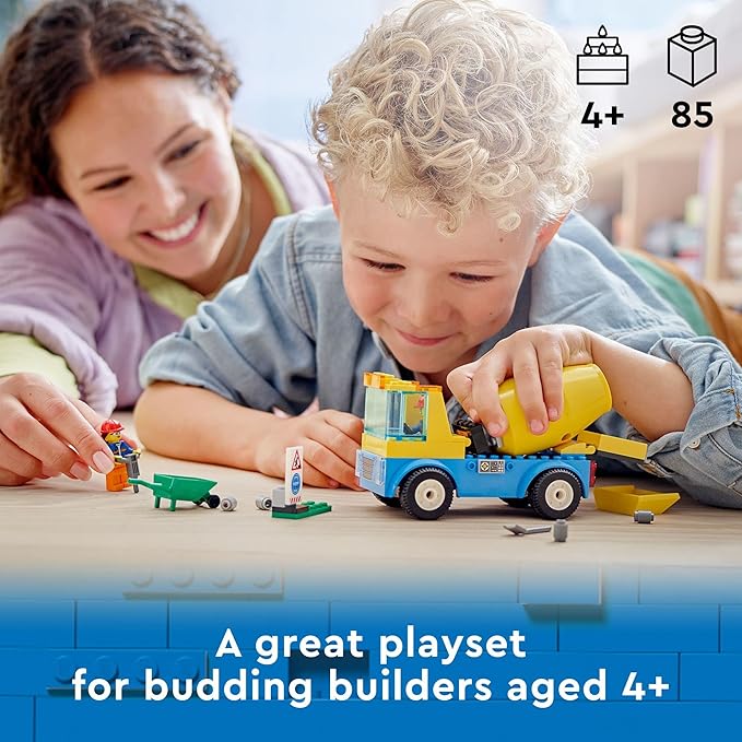 LEGO City Great Vehicles Cement Mixer Truck 60325 Building Toy Set for Preschool Kids Boys and Girls Ages 4+ (85 Pieces)