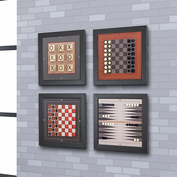 Magnetic Canvas Game Set. Chess/Checkers/Backgammon/TIC TAC Toe. Decrotive Game Sets use an mounting System That Gives Easy Access to Them. (Modern)