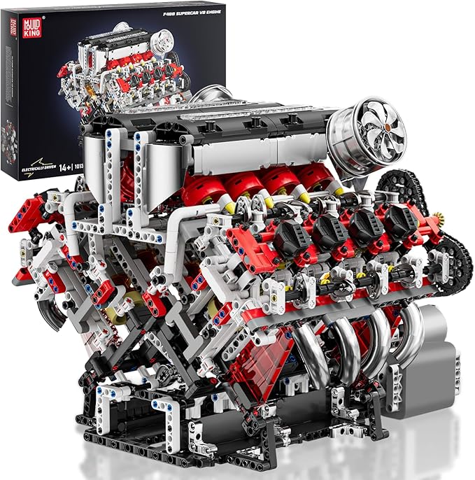 Mould King V8 Engine Toys Building Sets Model Engine Kit for Adults Engine MOC Scale Model with Motor 10130 STEM DIY Building Kits That Works Set for Aged 14+ (2718 Pieces)