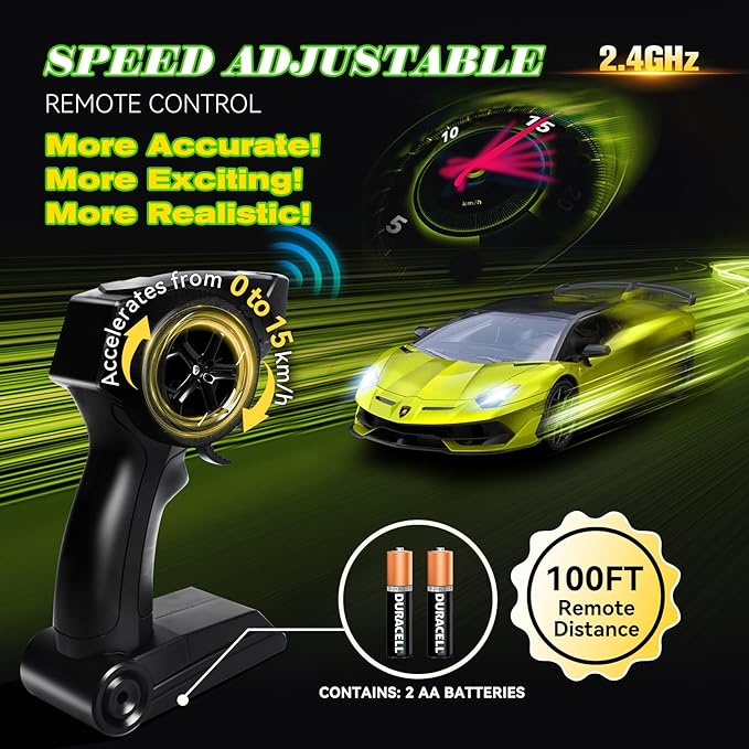 Lamborghini Remote Control Car Officially Licensed 1:14 Lambo RC Car for Boys Girls Birthday Gift Green Toys for 3 4 5 Years Old（Green）