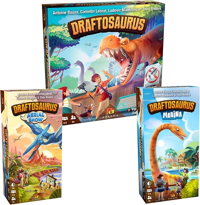 Ankama - Draftosaurus - Jeu de Base - Rédaction de Cartes - Lancer de Dés - Sélection d'Actions Simultanées - Jeu de Stratégie - Déroulement Rapide - Français - 2 à 5 joueurs - ANK9551