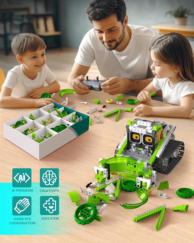 5in1 STEM AI Robot Toys Building Set 478Pcs APP &amp Remote Control Engineering Erector Blocks for Kids Age 6-8 Coding Interactive Educational Christmas Birthday Gift for 10-12 Year Boys &amp Girl