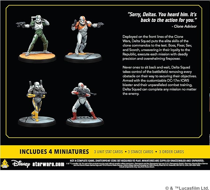 Asmodee Star Wars Shatterpoint Delta Squad Form Up Squad Pack - Includes Boss Fixer Sev &amp Scorch Tabletop Miniatures Strategy Game for Kids and Adults Ages 14+ 2 Players 90 Min Playtime