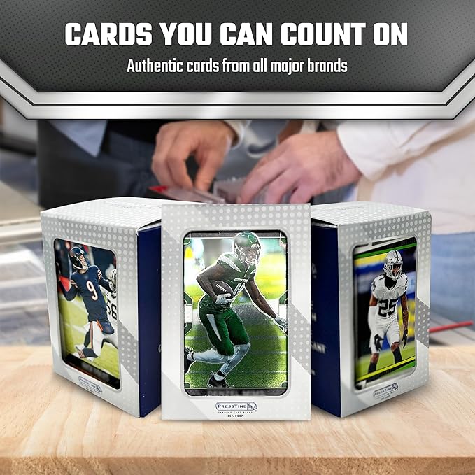 100 Assorted Football Cards – Football Trading Card Packs Variety from 1970s to Present Plus 2 Memorabilia Cards (Autograph or Jersey) – Sports Trading Cards from Trusted Brands – Collector Mix