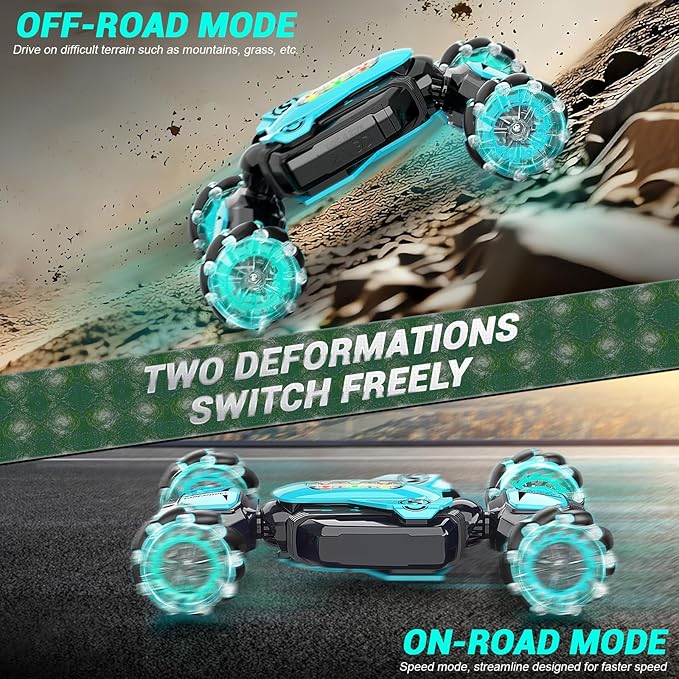 Gesture Sensing Remote Control Stunt Car - Boys Toys Age 6-8-12 4WD Hand Controlled RC Twist Car with Light &amp Music Cool Birthday Presents and Ideas Gifts for Kids Age 3 4 5 6 7 9 10 11 12 Years