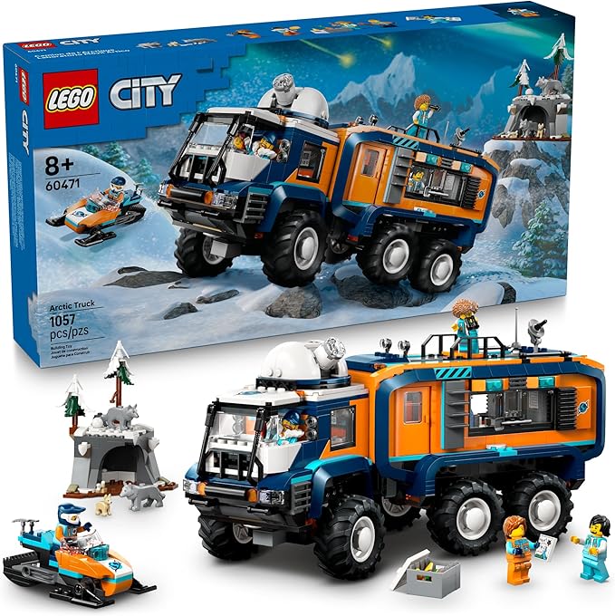 LEGO City Arctic Explorer Science Lab Truck Building Toy - STEM Pretend Play Set for Boys &amp Girls Ages 8+ - Buildable Toy Truck for Kids W/5 Minifigures - Gift Idea for Birthdays - 60471