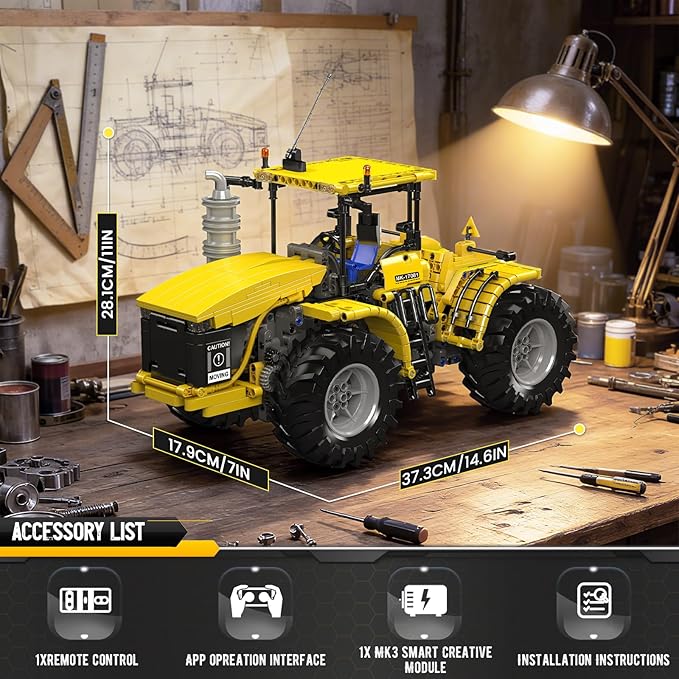 Mould King 17081 Tractor Technique Building Set 4x4 Toy Car Challenger Articuated Tractor Construction Vehicle Toys DIY Engineering Model Sets for Age 14+/Adult(1300 Pieces)
