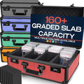 VALUN RED 160+ Slab Graded Card Storage Box (4 ROWS) Durable Sports PSA Card Storage Box - Organizer Slab for Your Collection - For Baseball Football TCG MTG Cards - Top Loader Design