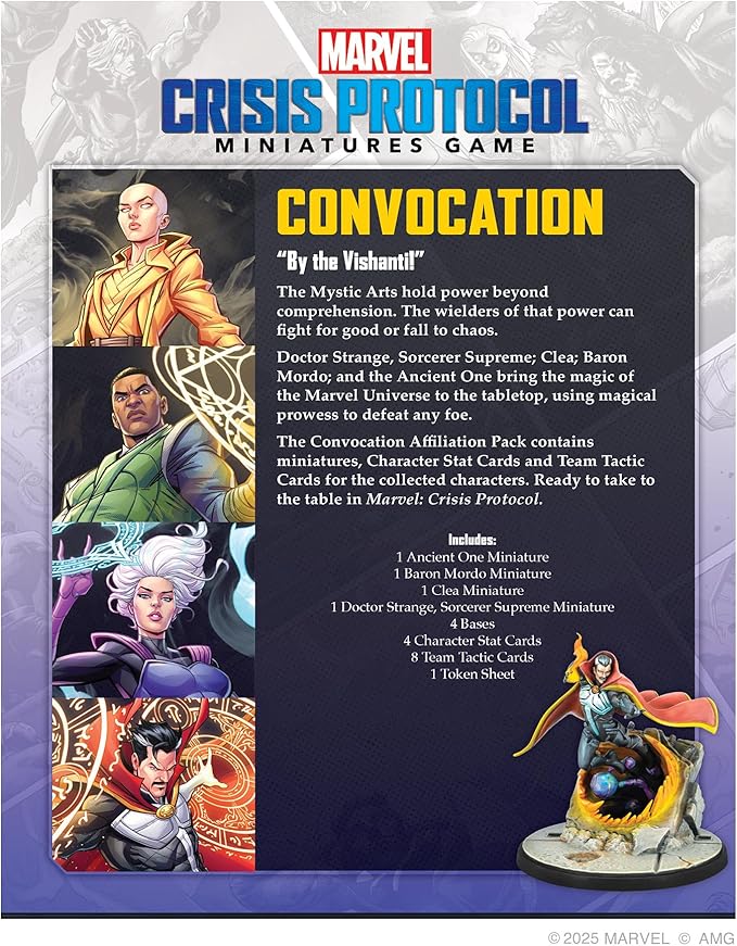 Asmodee Marvel: Crisis Protocol Convocation Affiliation Pack - Includes Doctor Strange Clea Mordo &amp The Ancient One Tabletop Superhero Game Ages 14+ 2 Players 90 Minute Playtime
