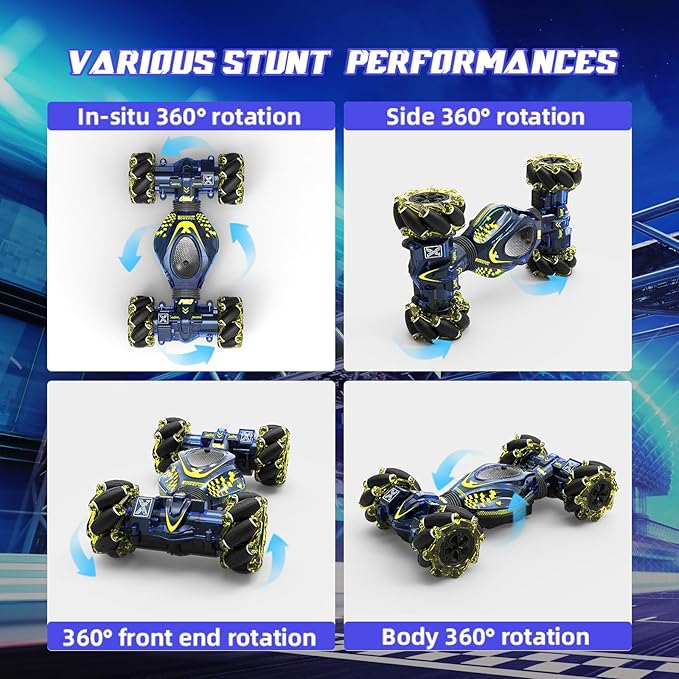 Gesture Sensing RC Stunt Car Toys for Boys Girls 6-12 4WD Drift Hand Controlled Car Offroad 360° Rotation with Lights Music for Kids Age 7 9 10 11 12 Years Old Birthday Xmas Gifts