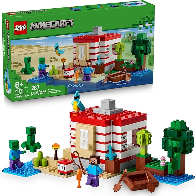 LEGO Minecraft The TNT Jungle House Building Toy - Minecraft Toy for Boys and Girls Ages 8+ - Gift for Birthdays - Video Game Playset for Fans - 21275