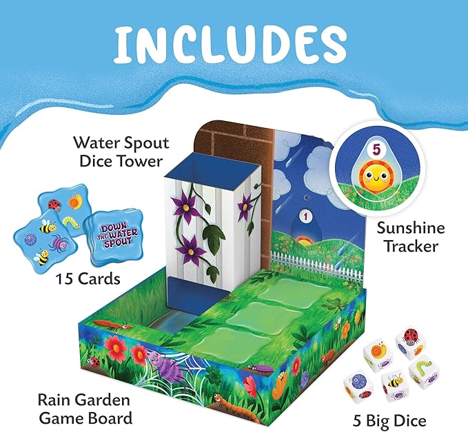 Peaceable Kingdom Down The Waterspout Cooperative Board Game – Preschool Matching Game for Kids – Teamwork &amp Social Skills – Ages 3+ 2–4 Players