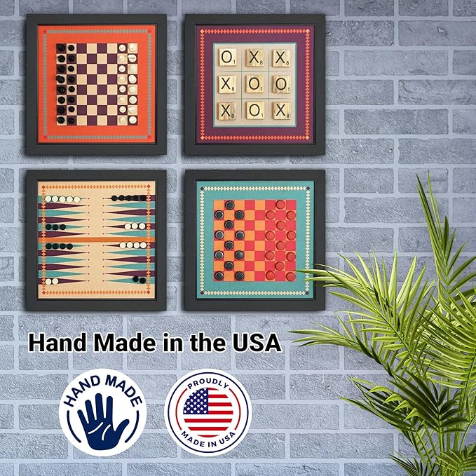 Magnetic Canvas Game Set. Chess/Checkers/Backgammon/TIC TAC Toe. Decrotive Game Sets use an mounting System That Gives Easy Access to Them. (Retro)