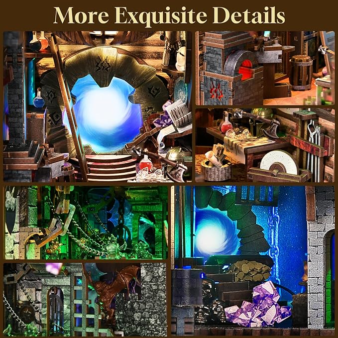 Book Nook Kit DIY Miniature House Dollhouse Kit for Adults and Teens Booknook Tiny House Bookshelf Decor (Blade and Magic)