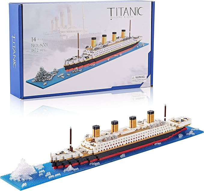 World Famous Titanic Micro Building Block Set Cruise Ship Micro Bricks Model Kit for Adults Ages of 14+ - 1872 PCS Great Gift