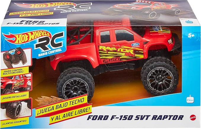 Mattel Hot Wheels RC Red Ford F-150 Full-Function Remote-Control Toy Truck Large Wheels &amp High-Performance Engine 2.4 GHz with Range of 65ft
