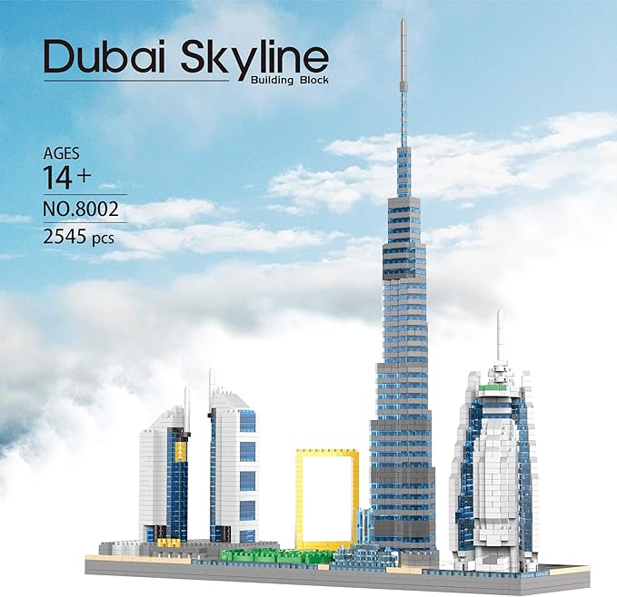 World Famous Landmarks Architecture Skylines Series Dubai Skyline Micro Building Blocks Set for Adult Age of 14+ Assembly Construction 3D Present Kit 2545 pcs