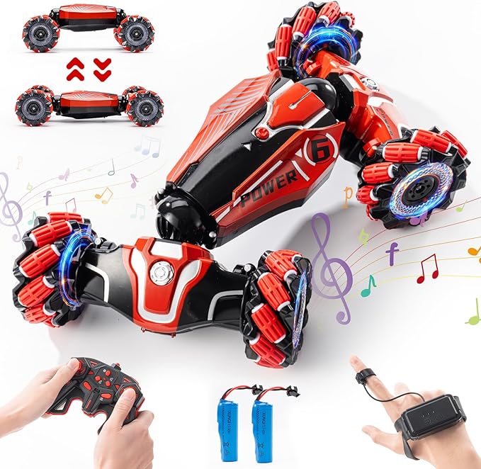 4WD Remote Control Gesture Sensor CarHand Controlled RC Stunt CarDouble-Sided Vehicle 360° Rotation with Light and Music RC Toy Cars for Aged 4-13 Boys and Girls Birthday