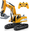 Remote Control Excavator Toys 1: 24 Engineering Digger Truck for Boys with Metal Shovel Lights Sounds Turns 680 Degree 2.4 GHz Construction Toys Christmas Birthday Gift for Kids