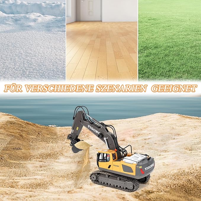 Remote Control Excavator - 1:20 RC Excavator Toys for Boys 14 Channel with Sound/Light RC Digger Construction Toys Gifts for Kids Age 5 6-10 Years Old