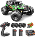 RC Cars 1:14 Scale 4WD Off-Road Monster Truck Rc 40+ KM/H 4X4 Waterproof ESC Remote Control Car with Dual 7.4V 1300mAh Batteries Extra Paddle Tires &amp Full Roll-Cage Frame for Adults &amp Boys