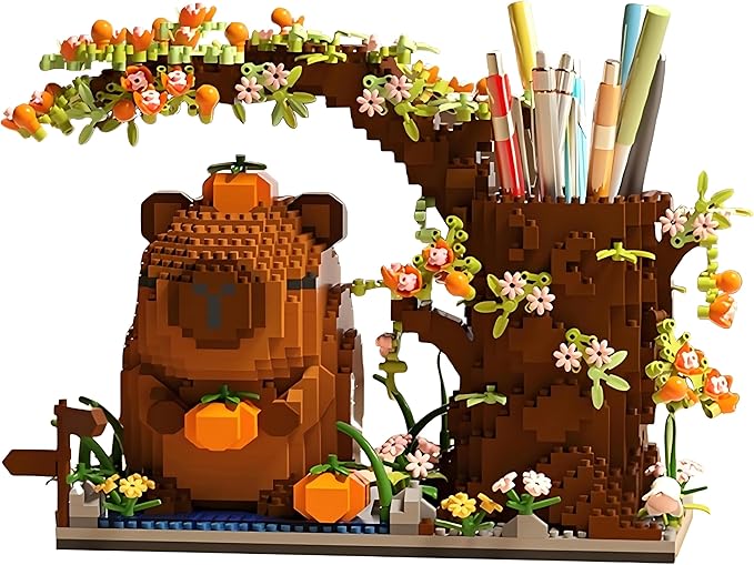 Capybara Building Blocks Set -1880PCS Cute Animals &amp Flowers Building Bricks Kit Kawaii Capybara Gifts Toy for Kids Age 8+ Capybara Stuff Pen Holder&ampDesk Organizer Arts &ampCrafts for Boys