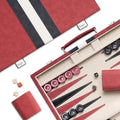 15inch Backgammon Sets for Adults Classic Board Game with Folding Leather Backgammon Case Faux Leather Exterior and Velvet Interior Portable Travel Game Set (Red)