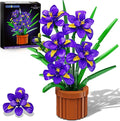 Flowers Botanicals Iris Building Set - Easter Artificial Purple Bonsai Plant for Home Office Décor 808PCS Flower Building Kit Indoor Decoration Floar Gift for Adults Wife Girlfriend Mom