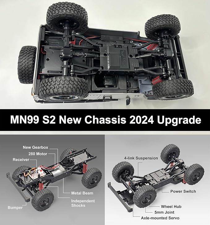 RC Rock Crawler RC Truck 4x4 Land Rover 1/12 Scale RC Crawler Remote Control Truck Off Road All Terrain Proportional Throttle Steering RTR 2024 Upgrade New Chassis 280 Motor Adult MN99S