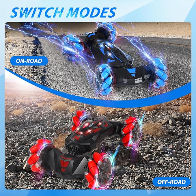 Remote Control Car Gesture Sensing RC Stunt Car 4WD Offroad for Rotating 2.4 Ghz Remote Control and Hand Controlled Twist CarsTransform RC Cars Toy Presents for Boys and Girls Age 6-13