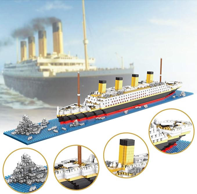 World Famous Titanic Micro Building Block Set Cruise Ship Micro Bricks Model Kit for Adults Ages of 14+ - 1872 PCS Great Gift