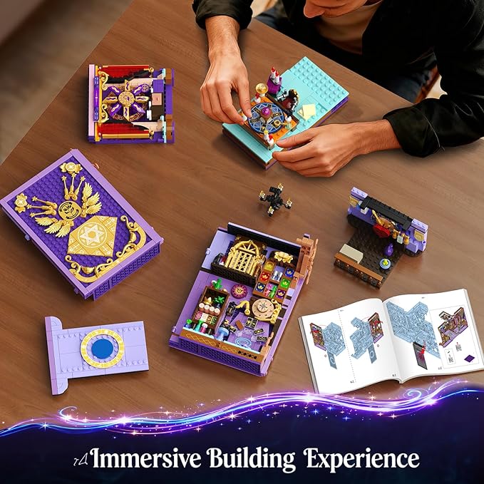 Upgraded Mystic Divination Book Nook Building Set with Rechargeable Lights 1447 PCS DIY Magic Booknook Building Block Kit Home Decor Miniature Book House Model Gift for Adults Boys Girls 12+