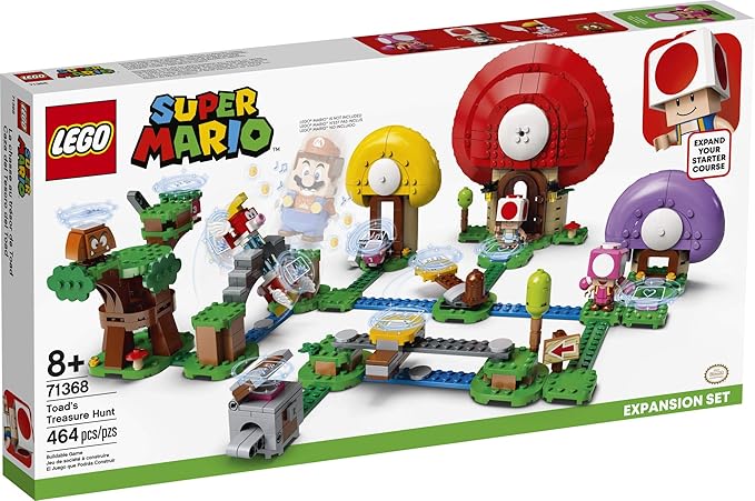 LEGO Super Mario Toad's Treasure Hunt Expansion Set 71368 Building Kit Toy for Kids to Boost Their Super Mario Adventures with Mario Starter Course (71360) Playset (464 Pieces)