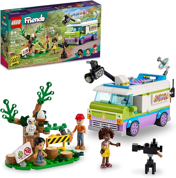 LEGO Friends Newsroom Van 41749 Building Toy Set Creative Fun for Ages 6+ Includes Accessories So Kids Can Pretend to Film and Report The News A Fun Birthday Gift for Kids Who Love Role Play