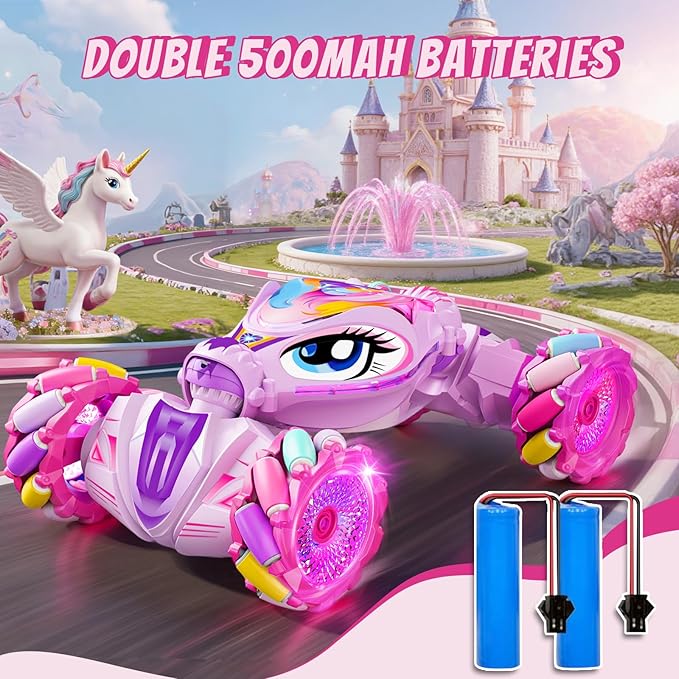 Unicorn Gesture Sensing RC Stunt Car Remote Control Car for Girls 360°Rotation &amp 2.4GHz RC Cars with Light &amp Music Barbie Style Toy for Girls Age 6-7 8-12+ Years Old Birthday Gift Idea