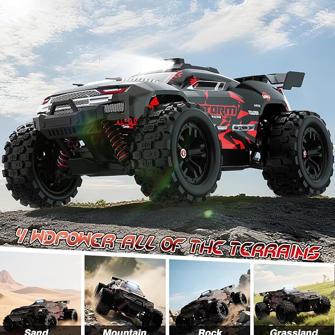 KGF 1:18 Scale All Terrain RC Cars 40km/h High Speed Remote Control Car 2.4Ghz RC Car Toys Gifts for Kids and Adults 4WD Electric Vehicle with 2 Rechargeable Batteries Off Road Monster Truck