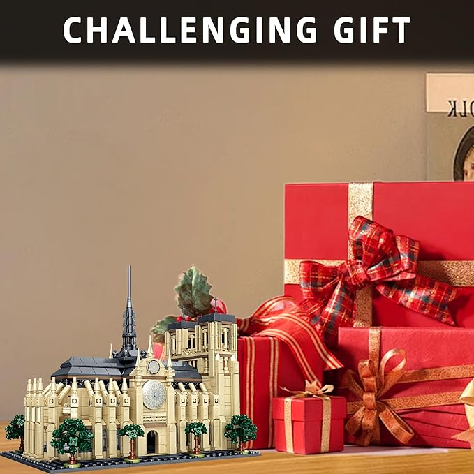 Micro Building Blocks Notre Dame - Architectural Model Cathedral Mini Block Bricks Set Toys 1757PCS Notre Dame de Paris Famous Building Kit Collectible Decoration Birthday Gifts for Adults