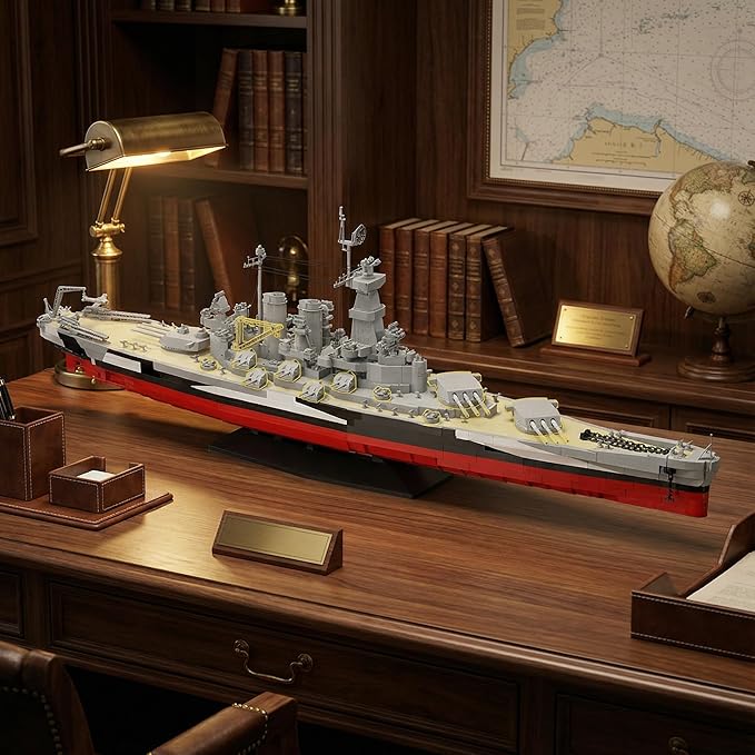 USS North Carolina Battleship Building Blocks Set 2662 Pieces 1:300 Scale WW2 Naval Warship Model Military Battleship Construction Toy with Movable Guns Model for Adults &amp Teens 14+