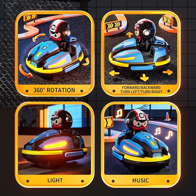 RC Bumper Cars Set for 2 Players 2.4 GHz Remote Control Battle Race Cars With Light &amp Music Toys for Toddlers Girls Boys Age 1-5 Years Christmas Birthday Gift