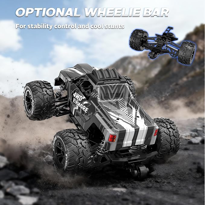 Evmore 1/16 Brushless RC Cars for Adults &amp Boys Fast 34 Mph Electric 4WD High Speed RC Car All-Road Remote Control RC Truck with Two 2S Lipo Batteries Compatible with 3S Lipo