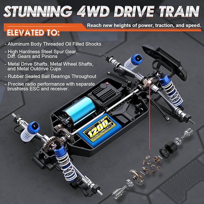 HAIBOXING 16890SA 1/16 Scale 4WD Brushless RC Truck Max 40 MPH Fast RC Cars All Terrains RC Car with Independent ESC 4X4 Off-Road Semi-Truck for Boys and Adults 3S Battery Applicable (not Included)
