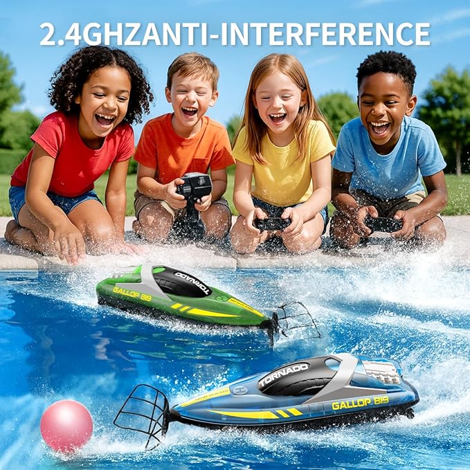 RC Boat 2 Pack Remote Control Boats for Kids &amp Adults15KM/H Twin-Screw Waterproof RC Boats with 2.4GHz RemoteLED Lights One-Key FlipDual Speed Modes4 Rechargeable BatteriesPool &amp Lake Ra