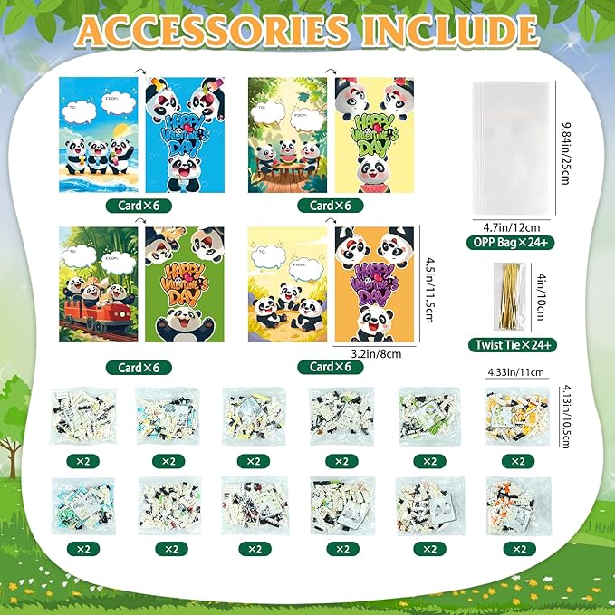 Mini Building Block Sets Animal 24 PackEaster Egg Fillers for Kids Party Favors for Kids Building Set for Goodie Bag Fillers Classroom Prizes Ages 6+ (Panda)